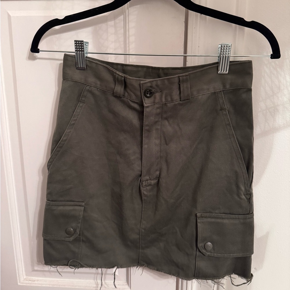 Paul Boye Sete 1987 French Military Olive Green Utility Cargo Mini Skirt